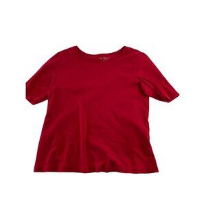 Chico's Women's Red Short Sleeve Tee Size 2 Large boat neck knit stretch